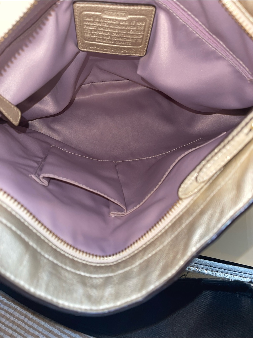 Coach Collette Metallic Gold Leather Hobo Bag - Picture 8 of 10